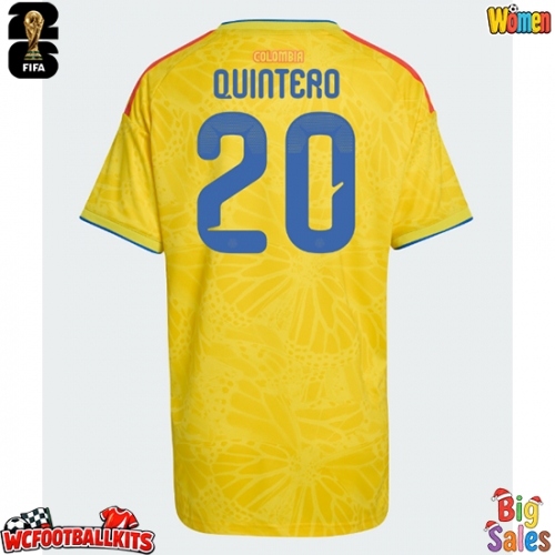 Colombia Juan Fernando Quintero #20 Replica Home Stadium Shirt for Women World Cup 2026 Short Sleeve